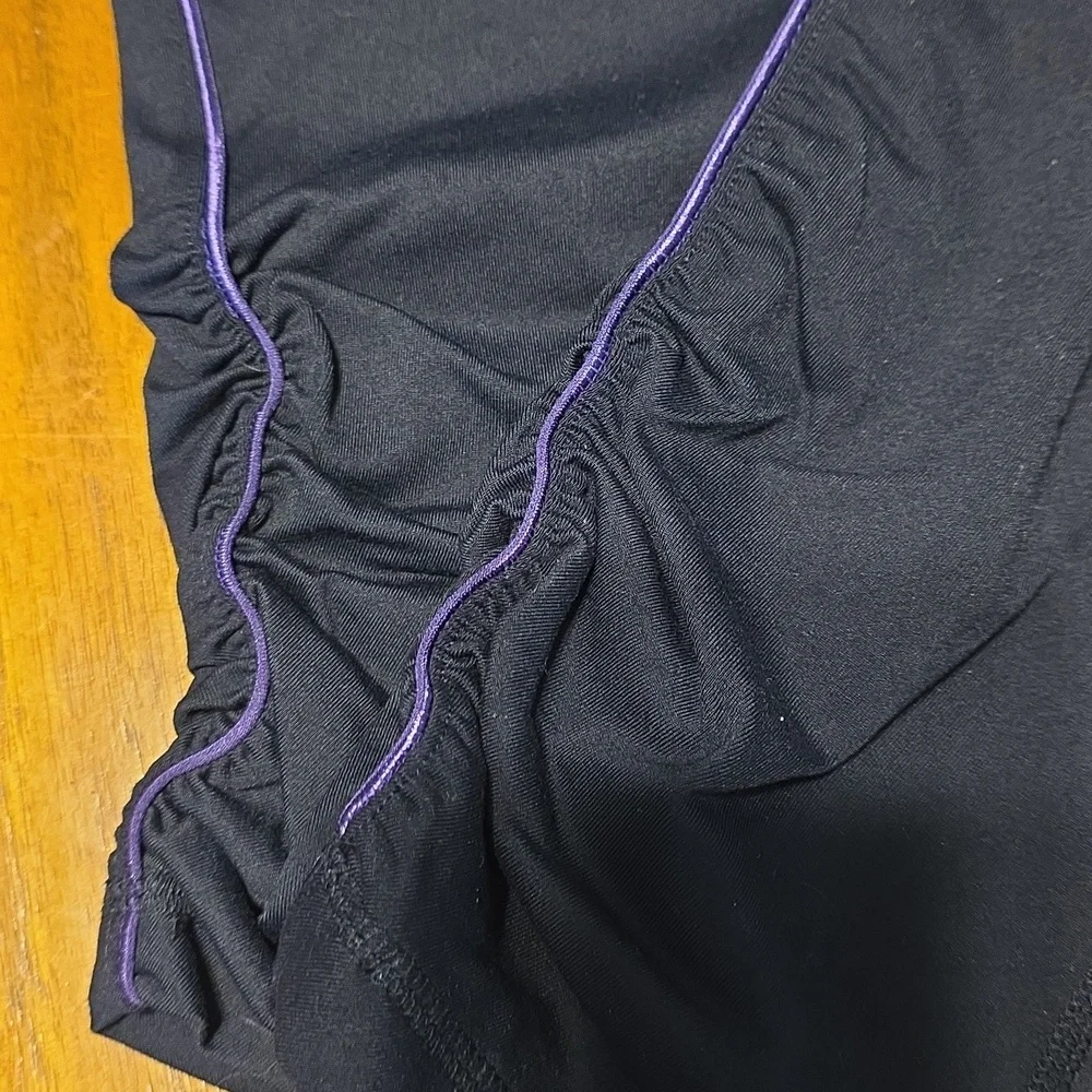 Luxe Black Leggings with Purple Accents